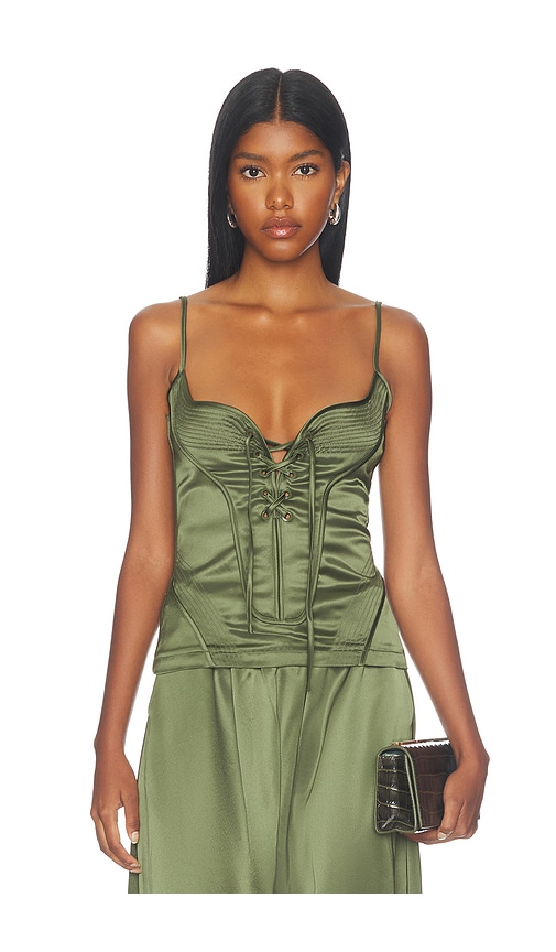 Paris Georgia Paloma Singlet Top in Dark Green. XS. Also in