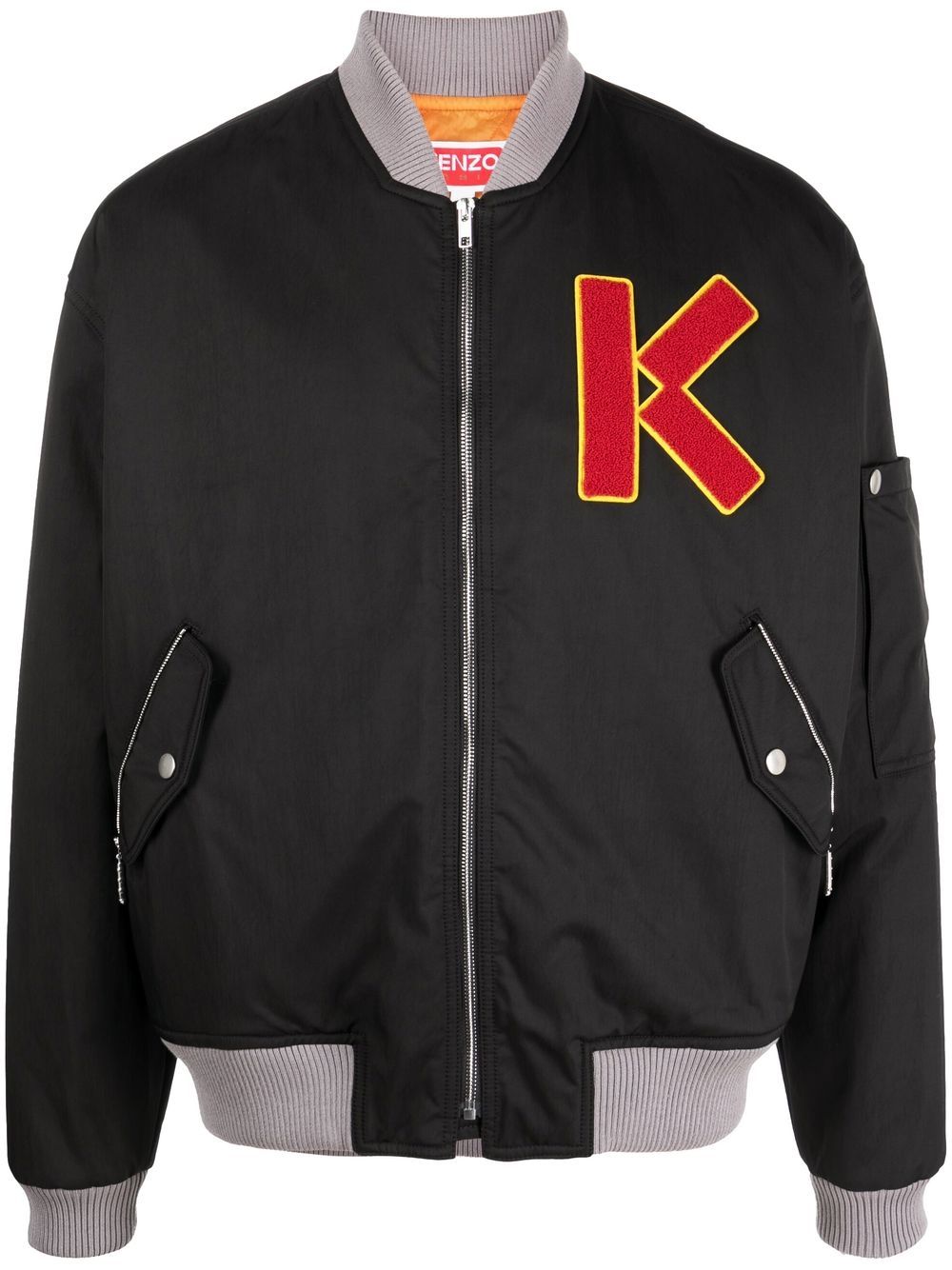 Cotton embroidered-logo bomber jacket - Black
