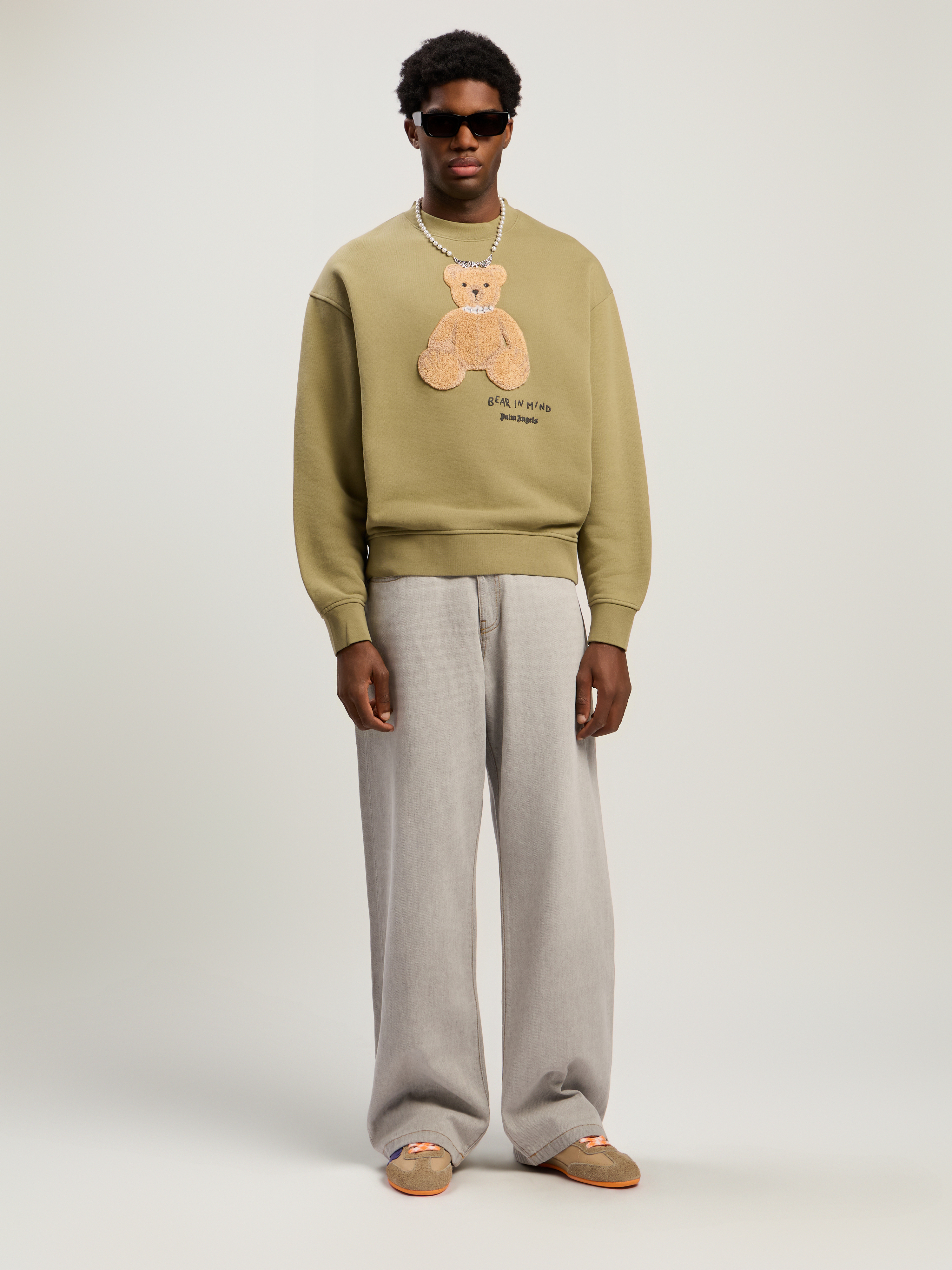 Bear In Mind Crewneck Sweatshirt Man  Army Green