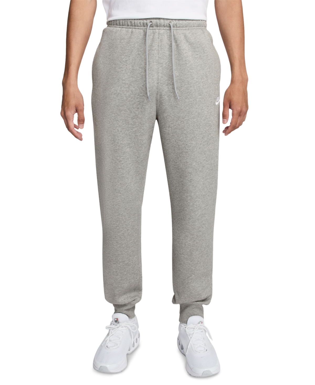 Club Men's Fleece Drawstring Joggers - Dk Grey Heather/lt Smoke Grey/white