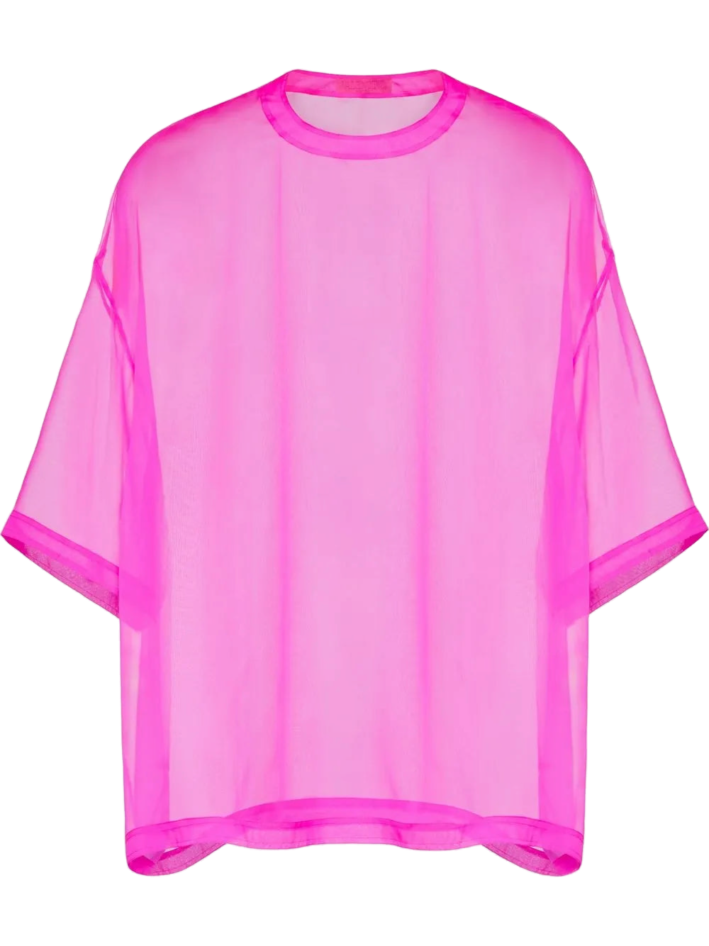 Sheer Silk Crew Neck T-Shirt — Pink