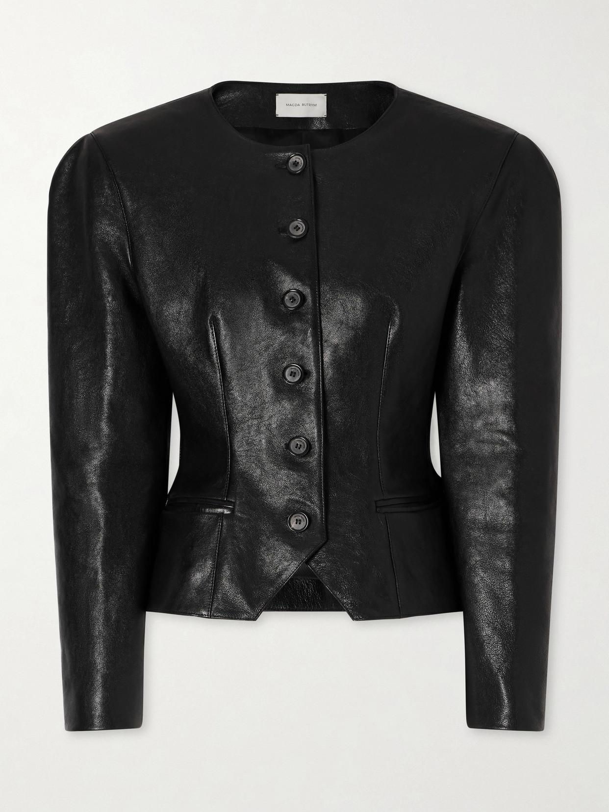 Paneled Leather Jacket - Black