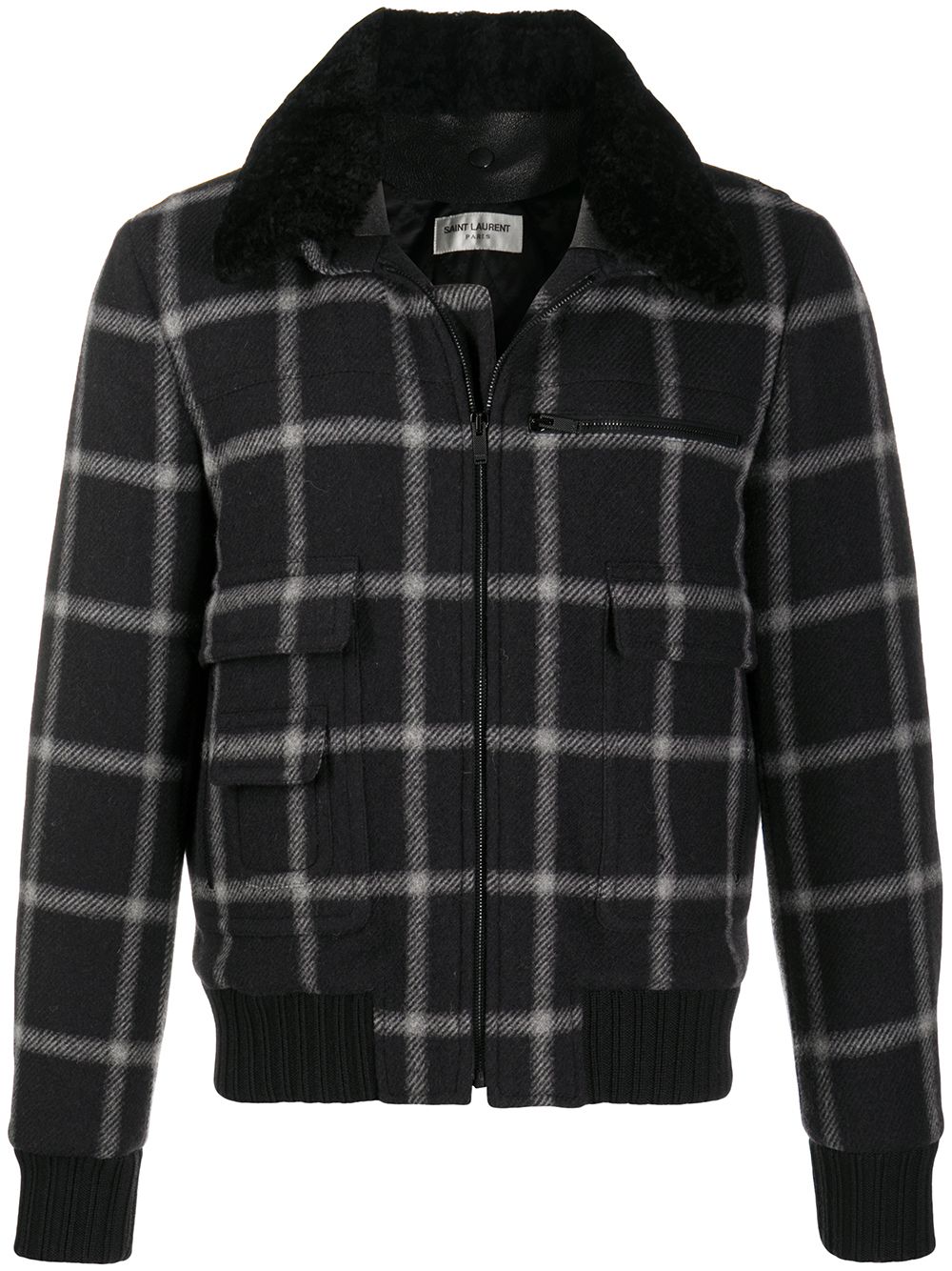 Checked bomber jacket - Black