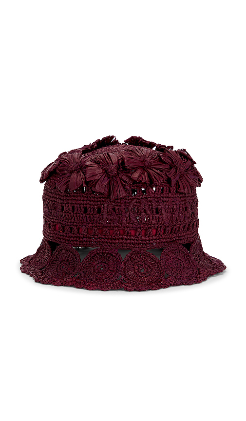 AKNVAS Cass Rafia Floral Bucket in Burgundy