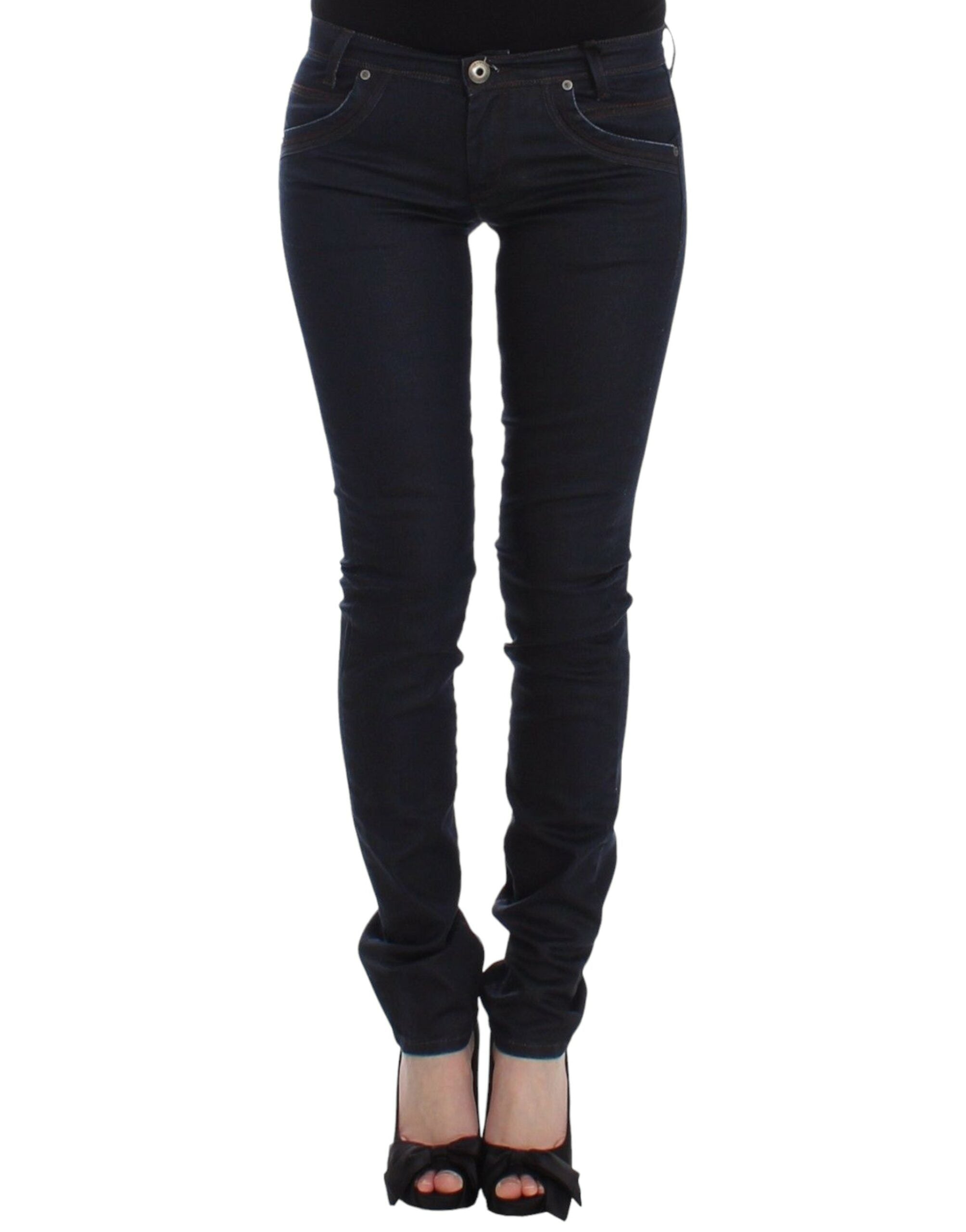Skinny Leg Stretch Denim Jeans — Navy