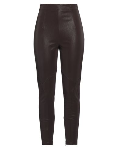 Woman Pants Dark brown Size 12 Polyester, Elastane, Polyurethane resin