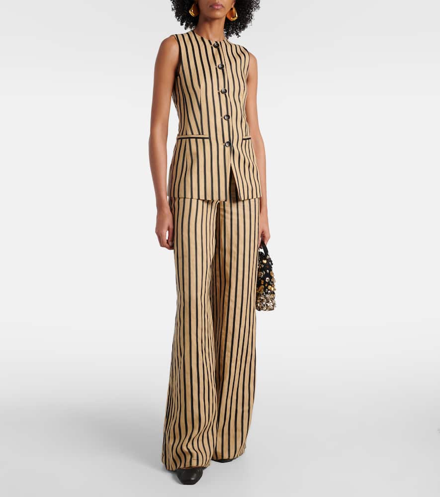 Cestino linen and cotton-blend palazzo pants