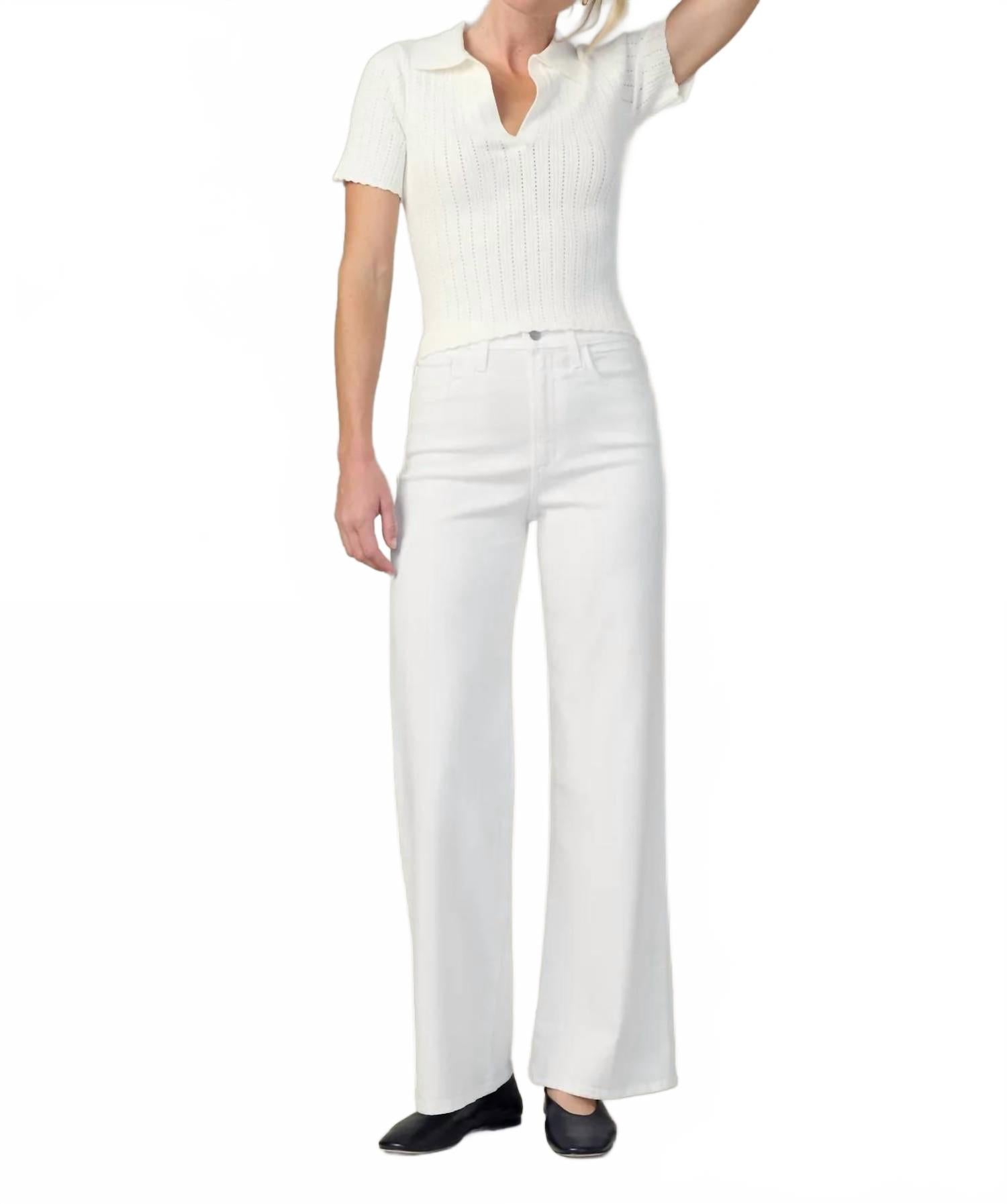 Mia Petite High Rise Wide Leg Jeans In White