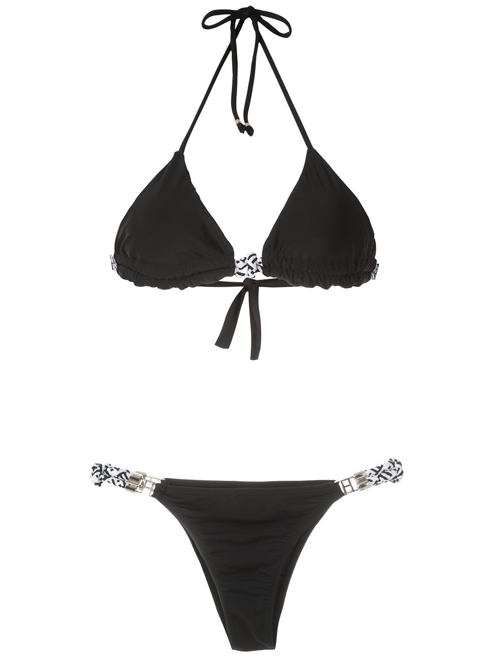 Rope trim bikini set - Black
