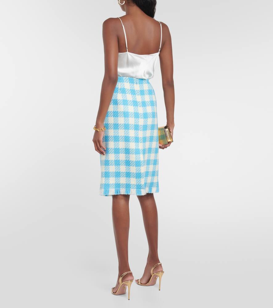 Checked wool midi skirt
