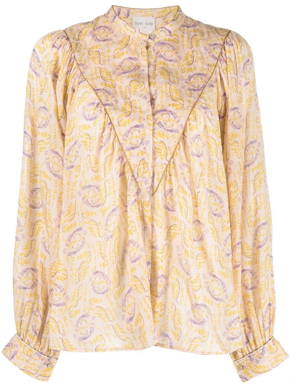 Abstract-print blouse - Neutrals