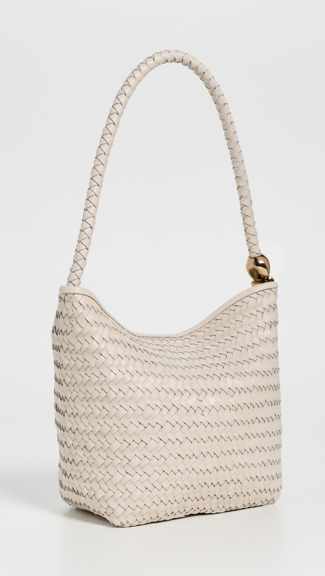 Handwoven Shoulder Bag with Beads Vintage Muslin One Size