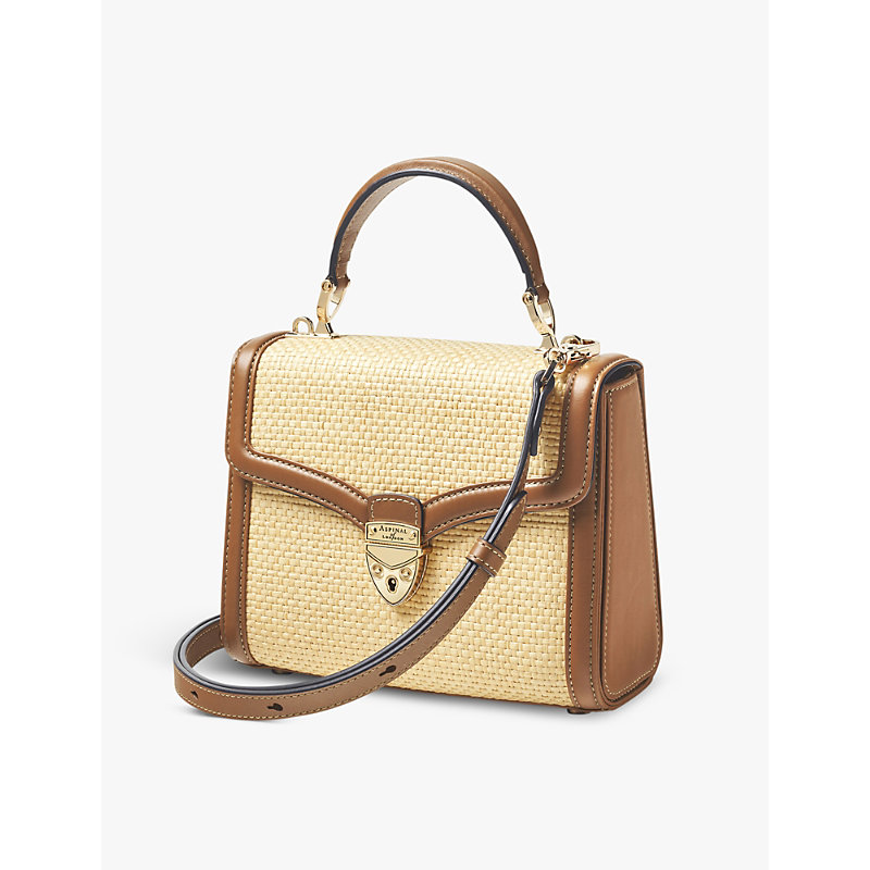 Womens Mayfair Midi Contrast-Weave Leather Shoulder Bag