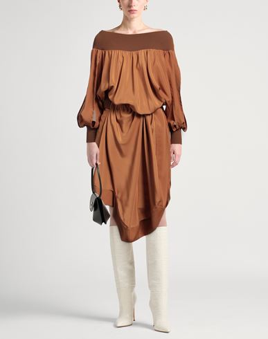 Woman Midi dress Brown Size 2 Polyester