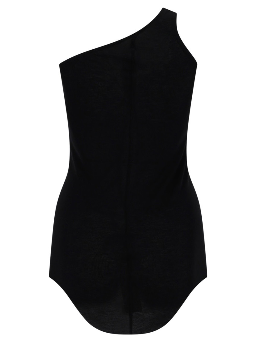 Black Solid One Shoulder Top