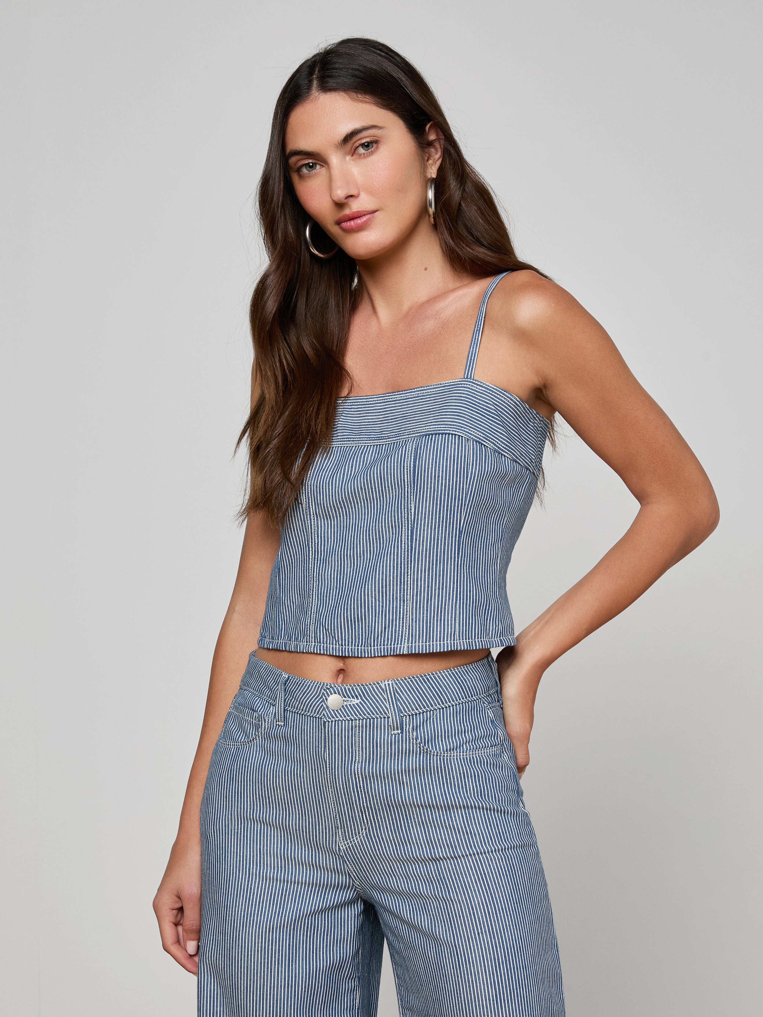 Arlin Tank Top In Azure Blue Stripe