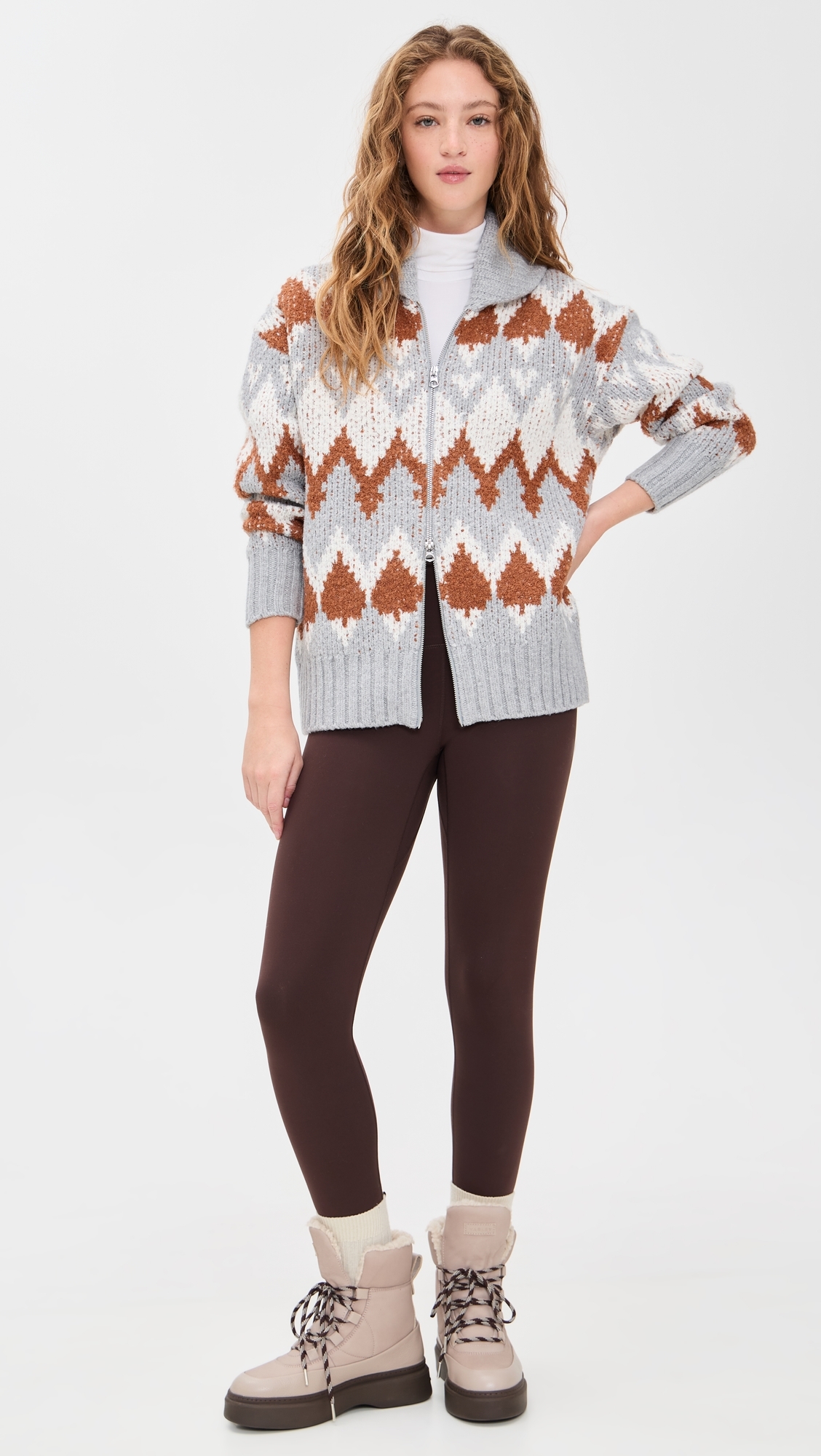 Brockley Jacquard Knit Jacket Grey Melange 