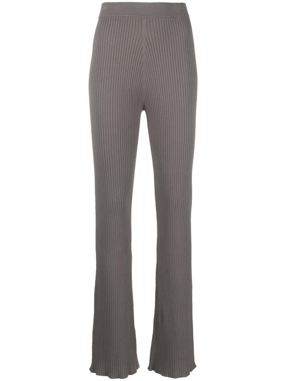 Ribbed-knit flared trousers - Grey