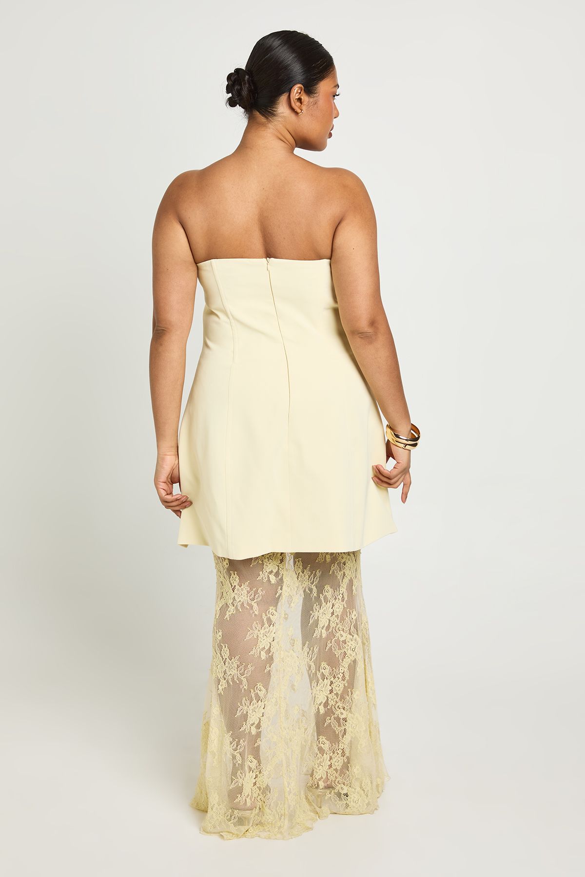Boohoo Womens Plus Premium Structured Lace Maxi Dress - Yellow