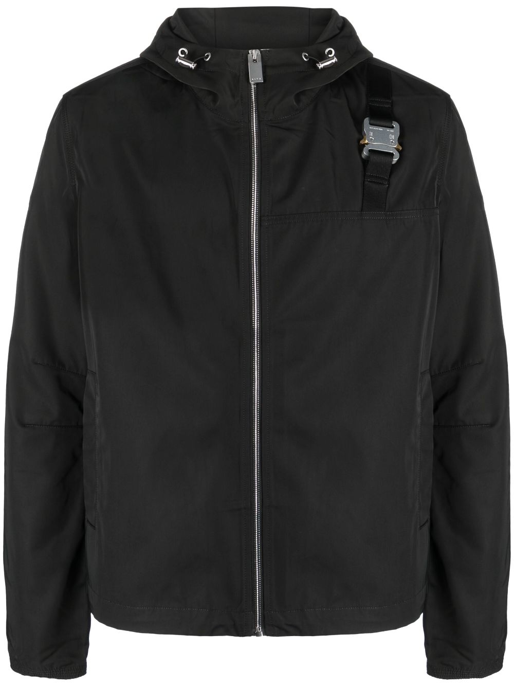 Buckle-detail hooded jacket - Black