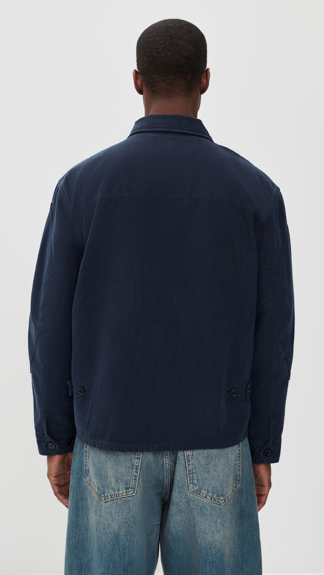 Elijah Zip Jacket In Linen Twill Dark Navy