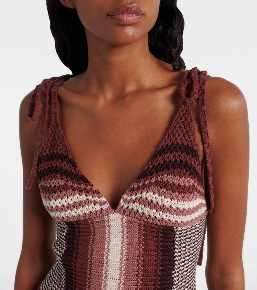 Crochet striped cotton minidress