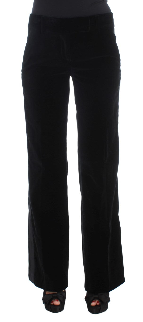 Wide-Leg Viscose Trousers — Black