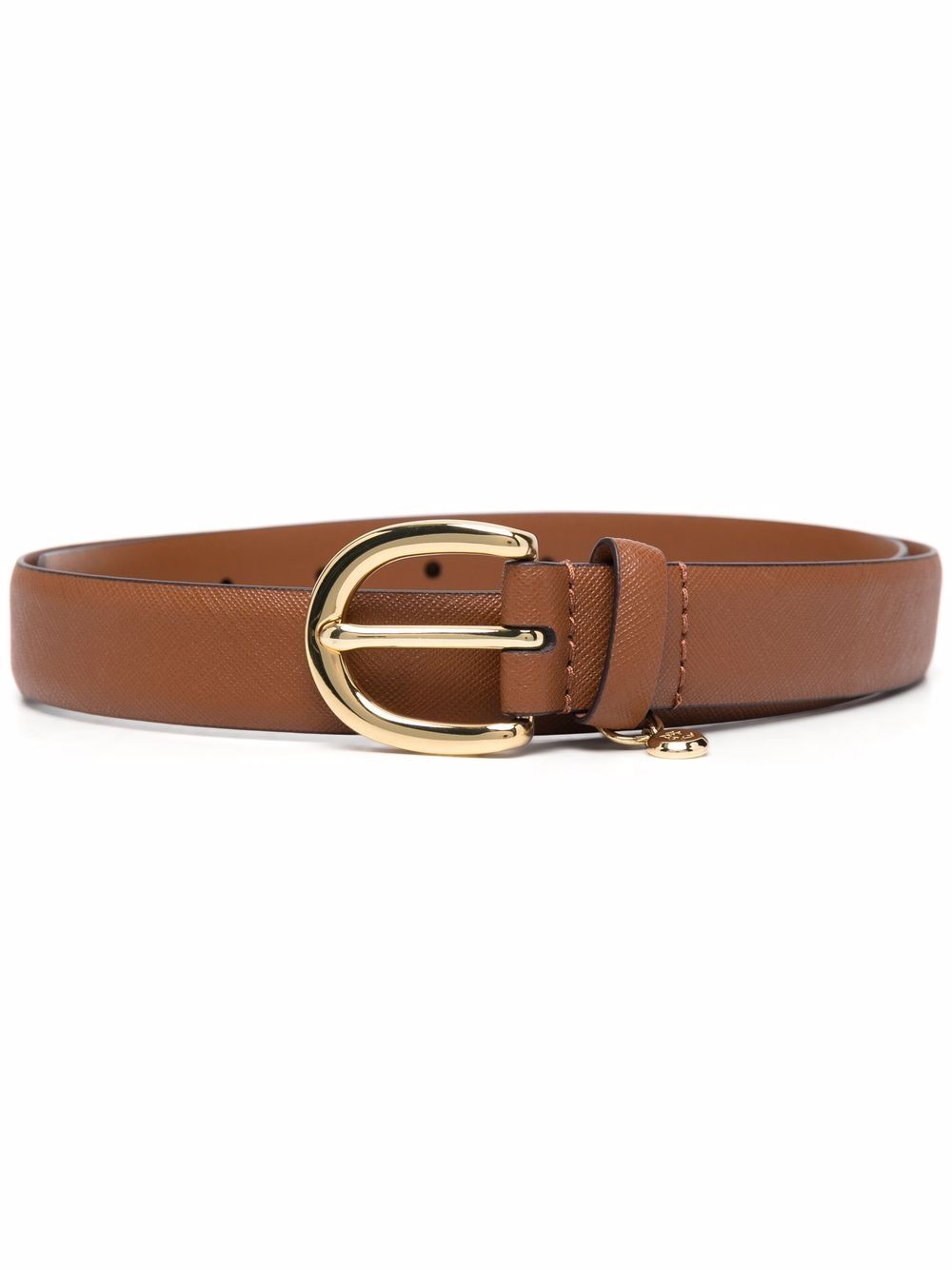 Logo charm buckled belt - Brown