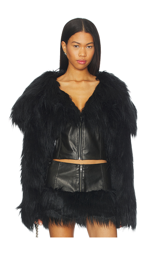 Jaded London Faux Fur Cropped Jacket in Black. XL. Also in L, M