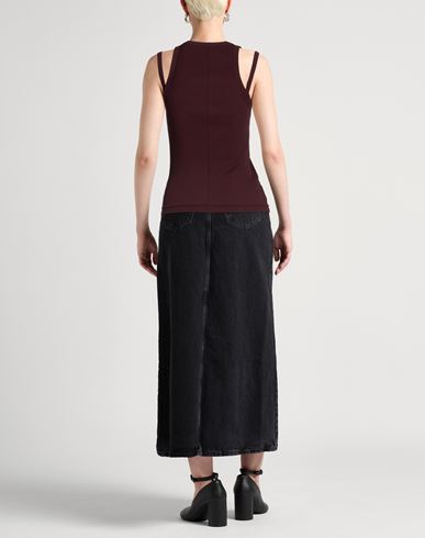 Woman Tank top Burgundy Size M Cotton, Elastane