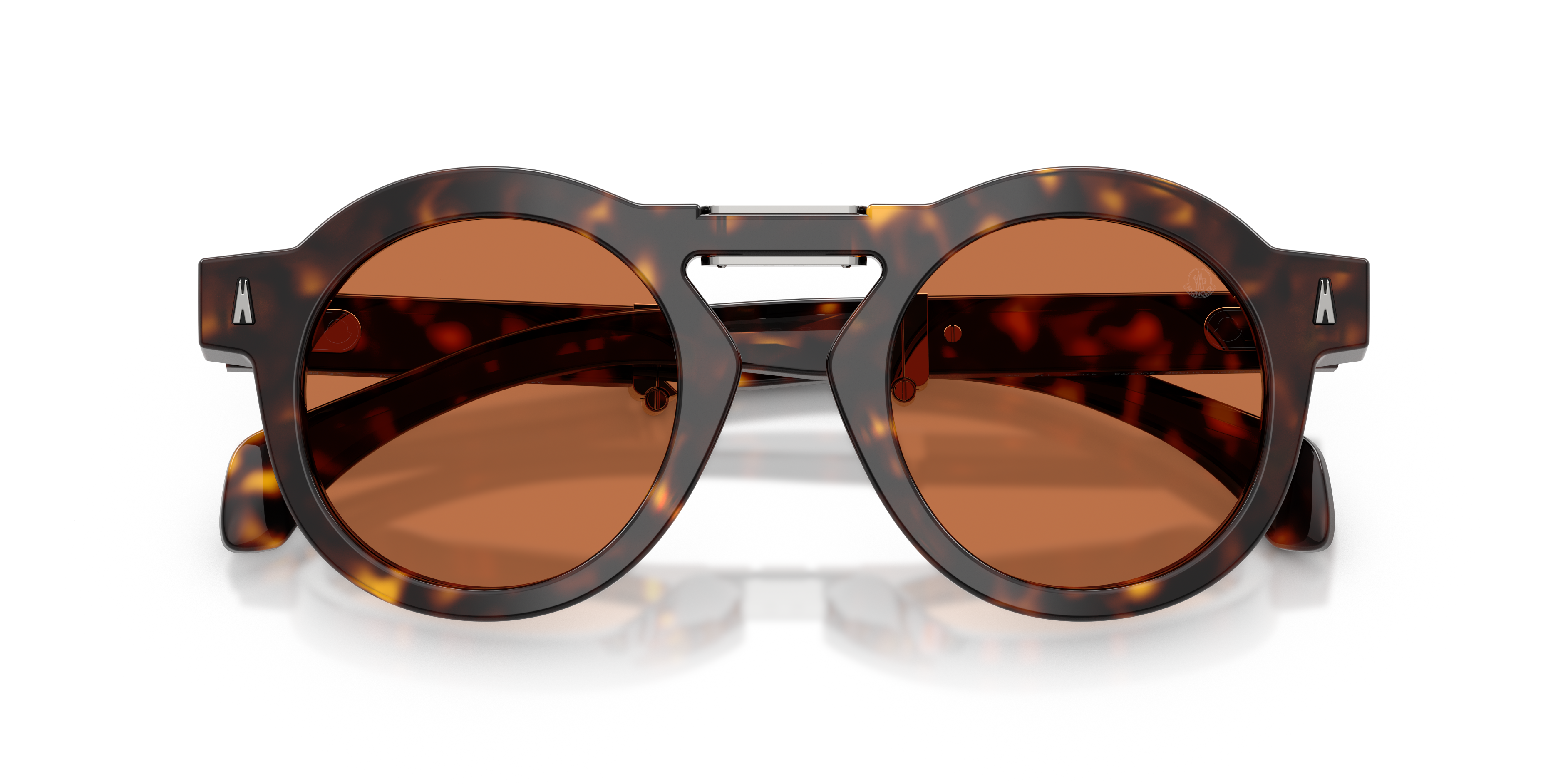 Moncler Unisex Moncler ME6019U GLISSE 300273 Gafas de sol Acetato Tortuga Marrón Redonda Norma