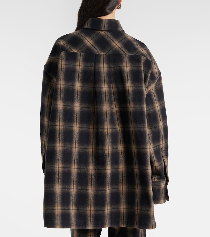 Checked oversized cotton flannel shirt