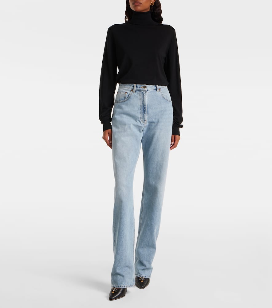 Mid-rise wide-leg jeans