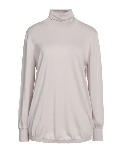 Woman Turtleneck Taupe Size 10 Wool, Silk, Cashmere