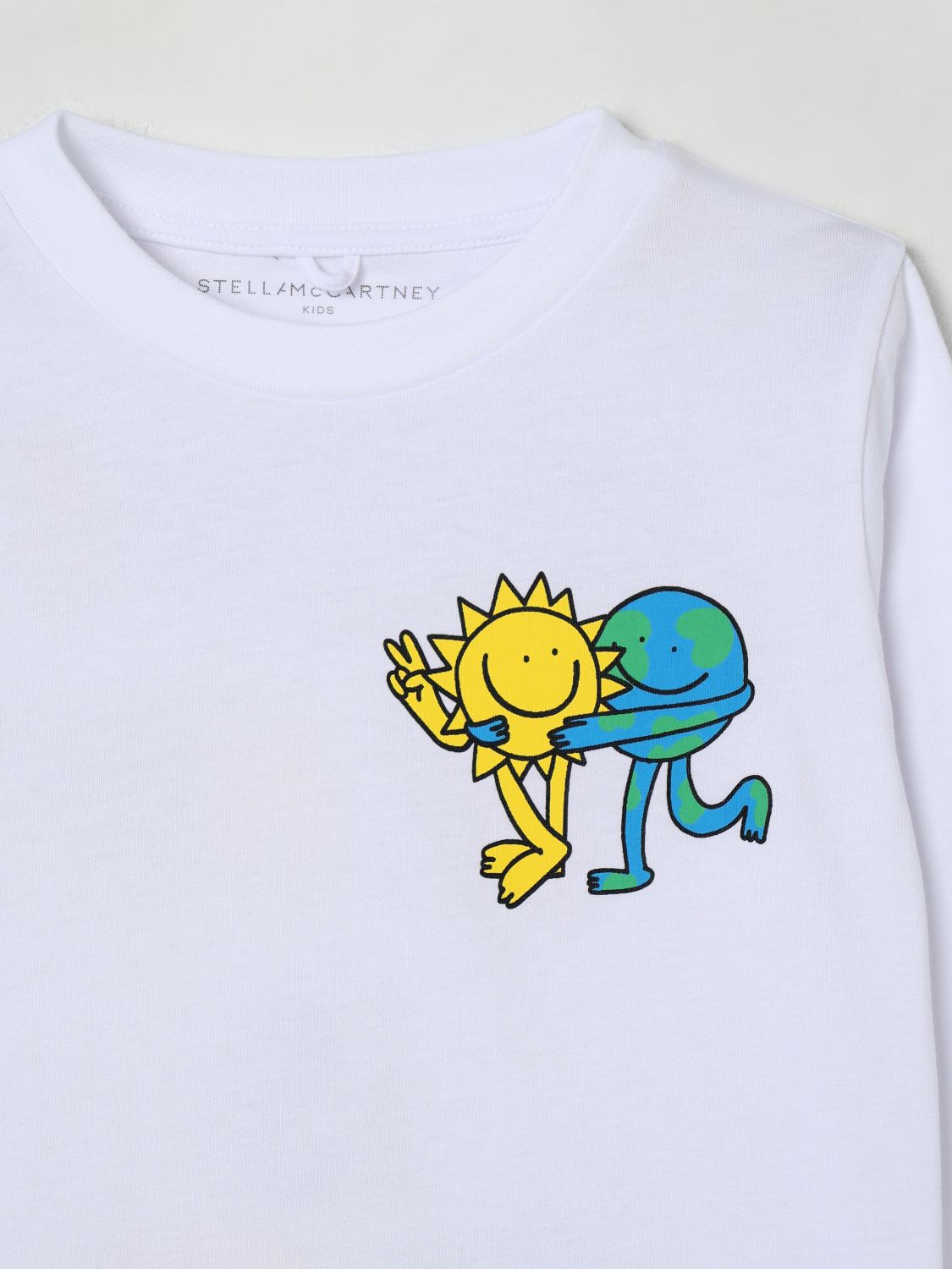 Sun earth-print long-sleeve top - White