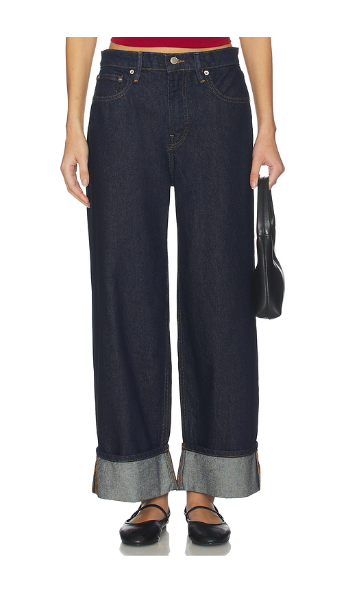 Good American Good Standard Baggy Cuffed Jeans in Navy. 0. Also , 10, 12, 14, 16, 18, 2, 20, 22, 24, 4