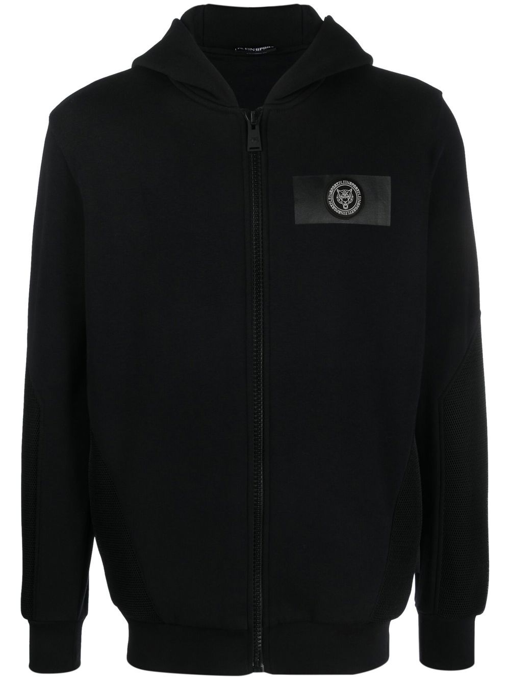 Logo-print zip-up hoodie - Black