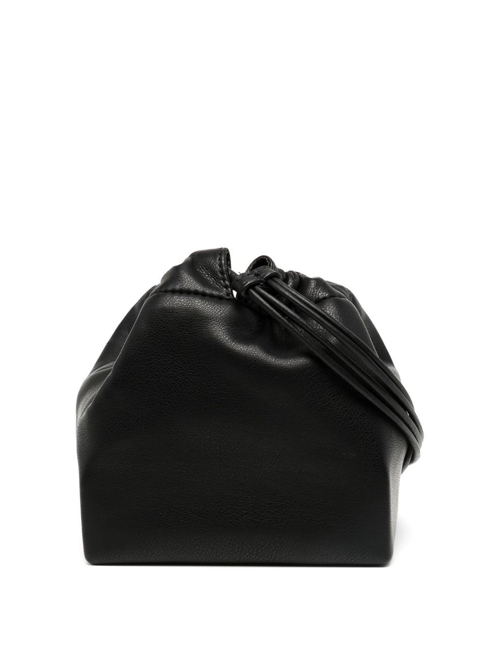 Drawstring-fastening faux-leather crossbody bag - Black