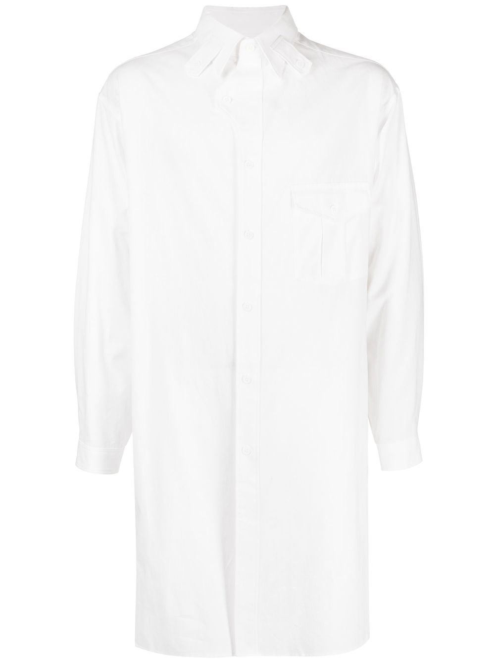 Tab-collar long shirt - White
