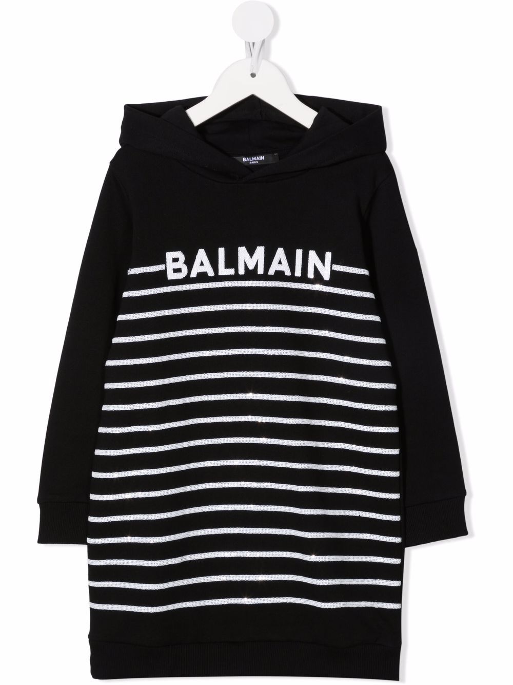 Striped logo-embroidered hoodie dress - Black