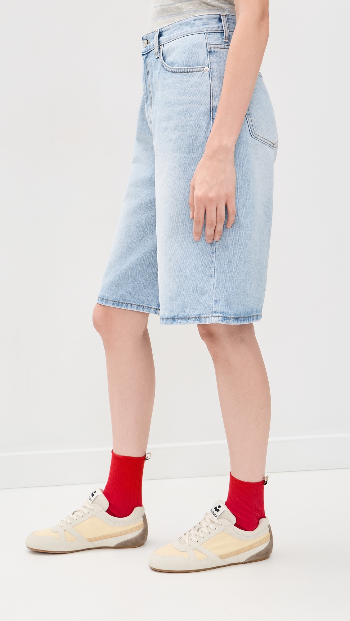Relaxed Bermuda Denim Shorts Light Blue