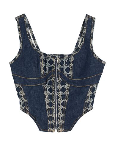 Woman Top Blue Size L Cotton, Elastane