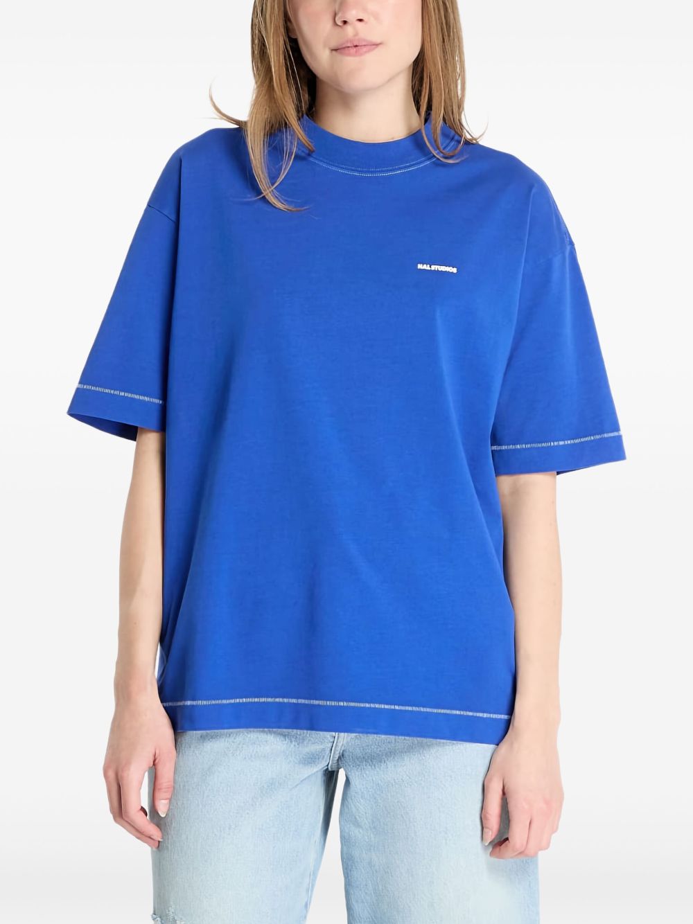 Contrast-stitched T-shirt - Blue