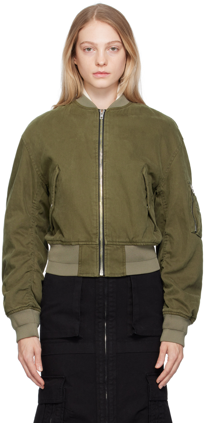 We11done Khaki MA-1 Denim Bomber Jacket