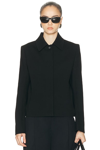 Toteme Boxy Twill Jacket in Black - Black. 32 also