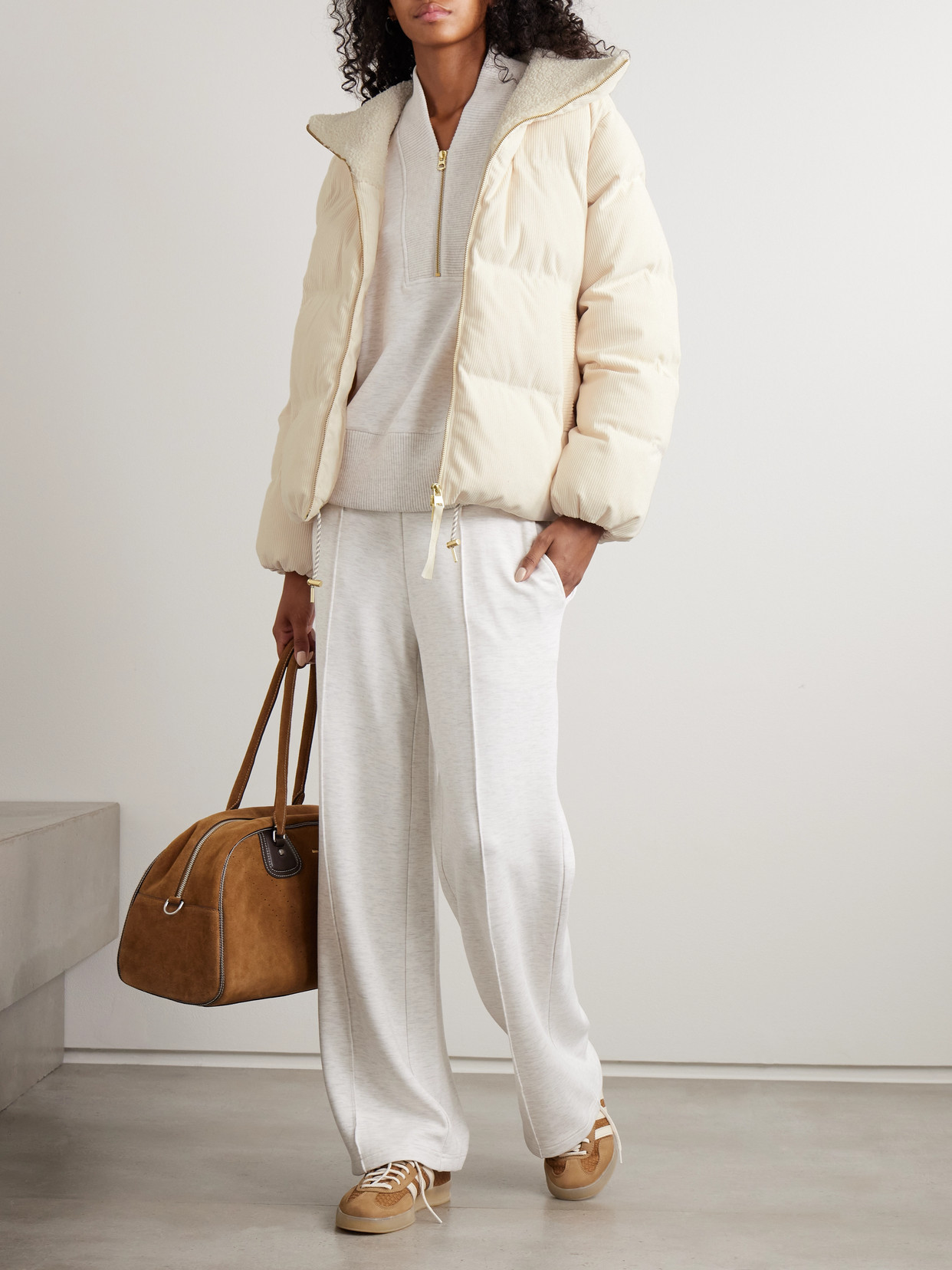 Brackley Fleece-trimmed Corduroy Jacket - Cream