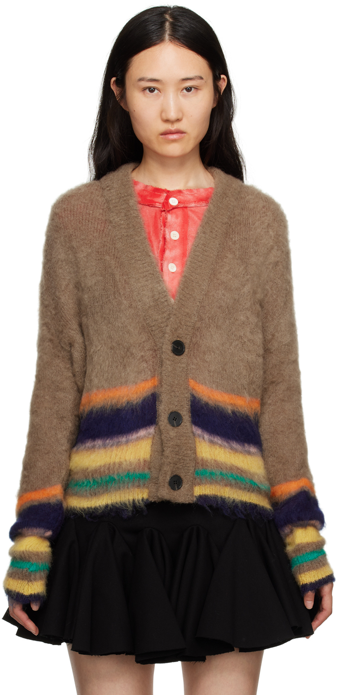 Beige Striped Cardigan