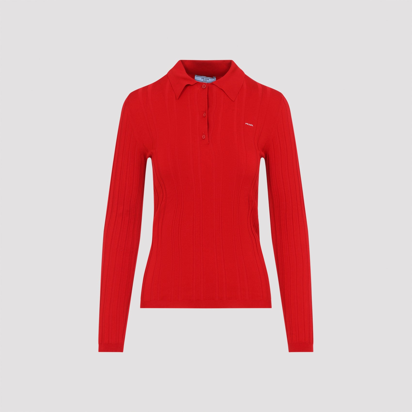 Women's Ribbed Long Sleeve Polo Shirt
