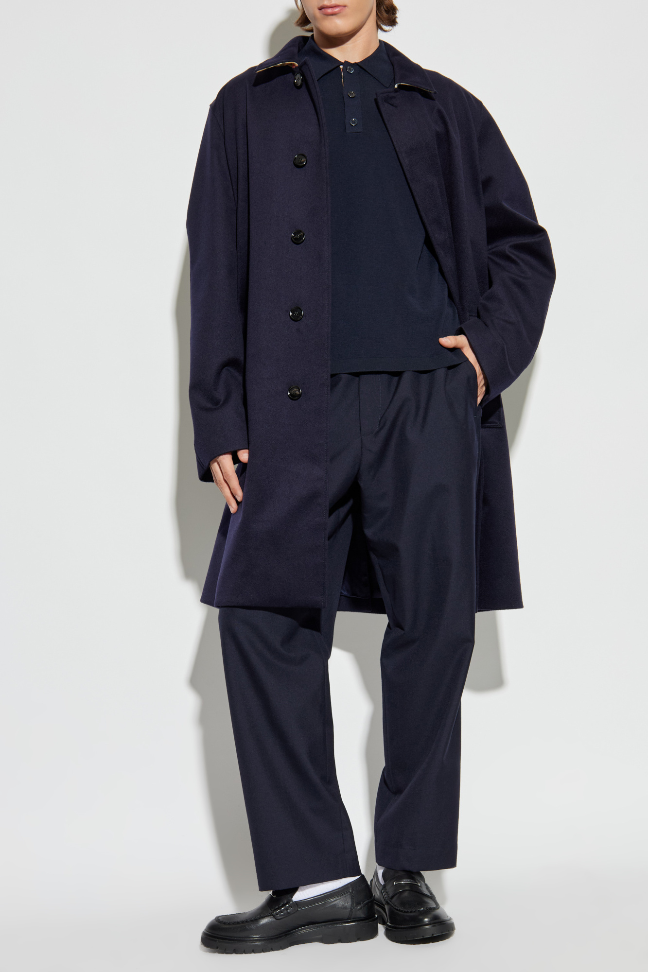 Cashmere Coat `York`, Men's, Navy Blue