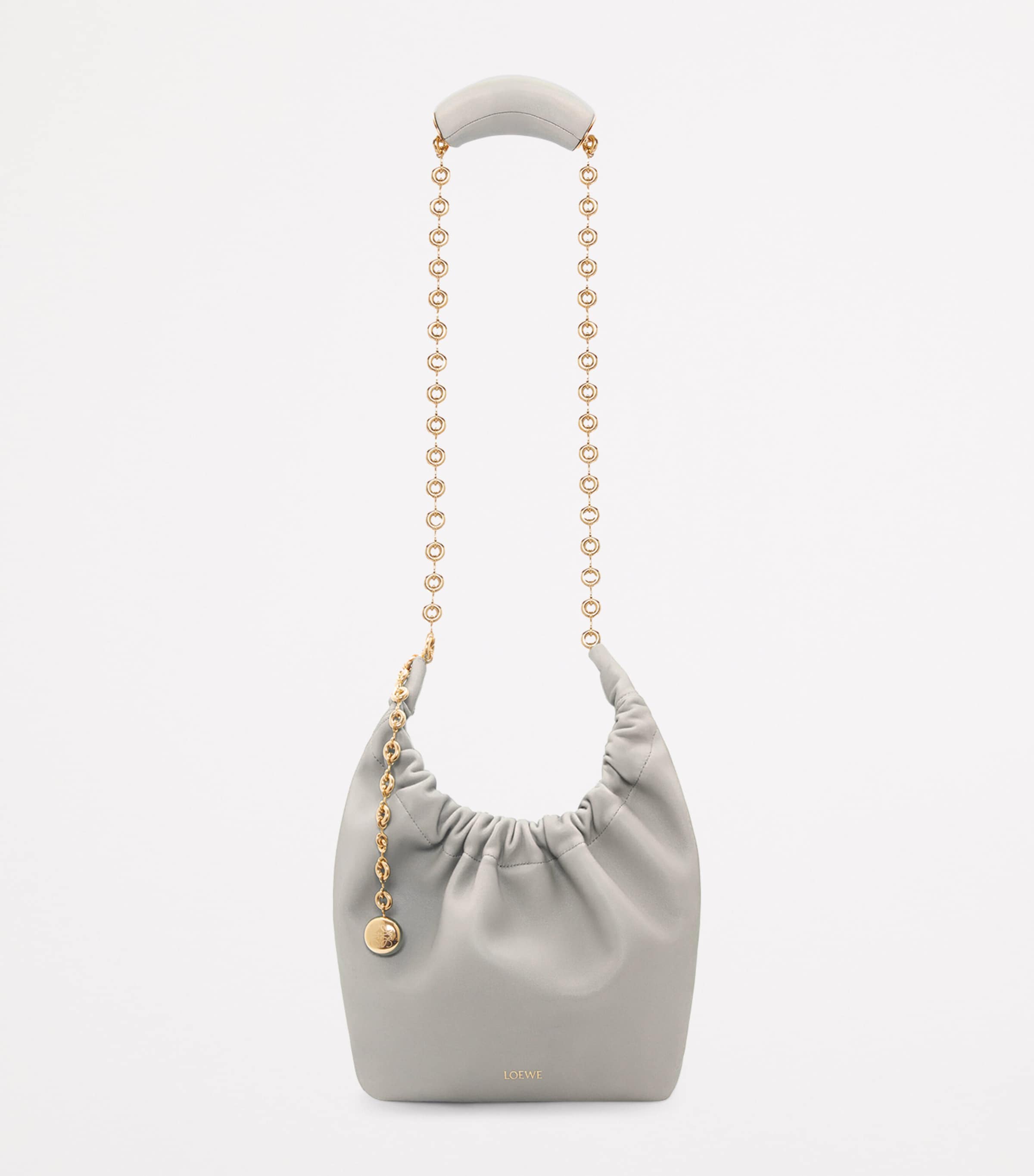 Small Leather Squeeze Top-Handle Bag
